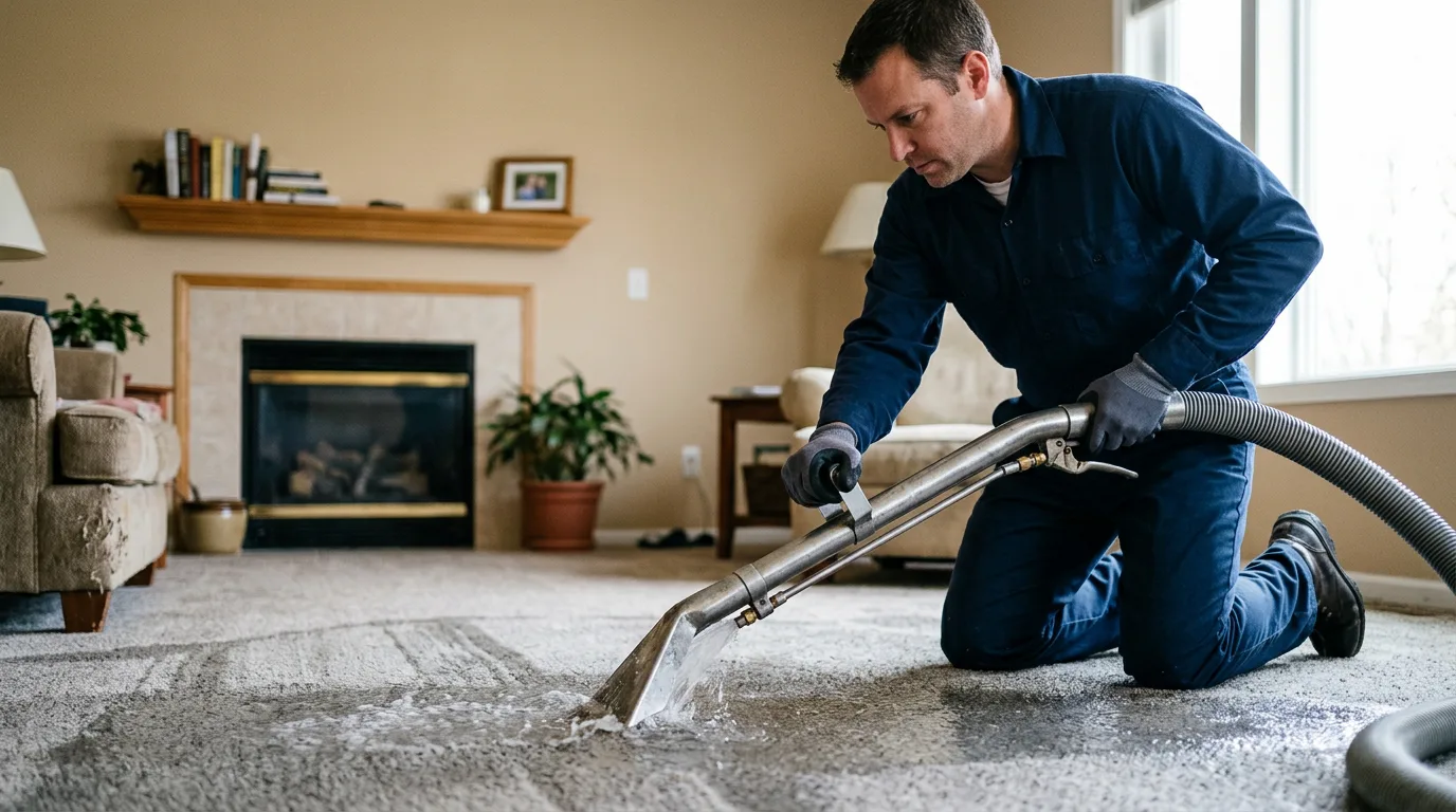 Water damage restoration technician working near Omar, WV